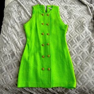 Zara Green Dress - TEXTURED WEAVE DRESS WITH BUTTONS